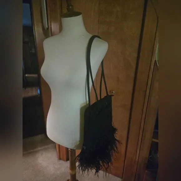 Ostrich Feather Trim Shoulder Bag - Picture 8 of 9